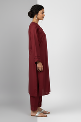 Maroon Karandi Two Piece Set