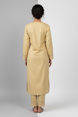Poweder Yellow Karandi Two Piece Set