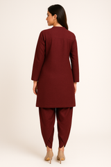 Slub Khaddar 2PC Plum