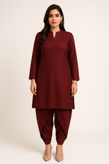 Slub Khaddar 2PC Plum