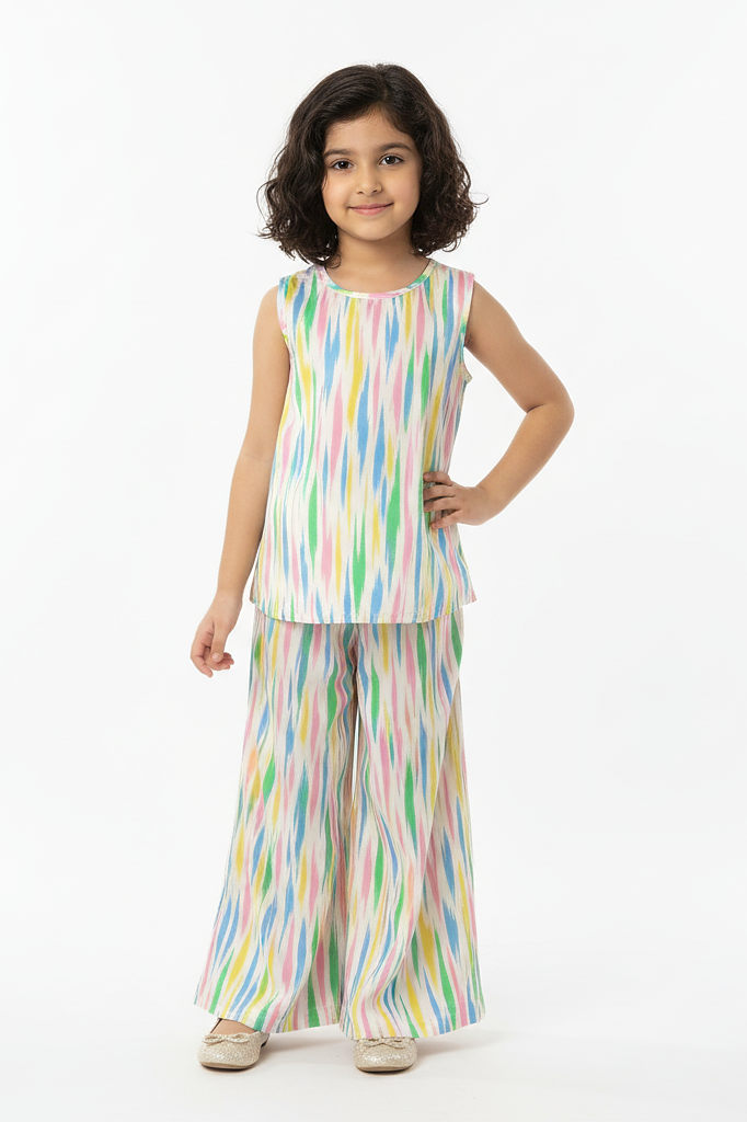 Multicolor Ikat Print Coord Set