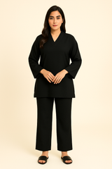 Peach Wool 2PC Black