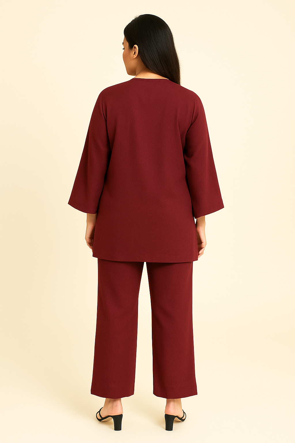 Peach Wool 2PC Maroon