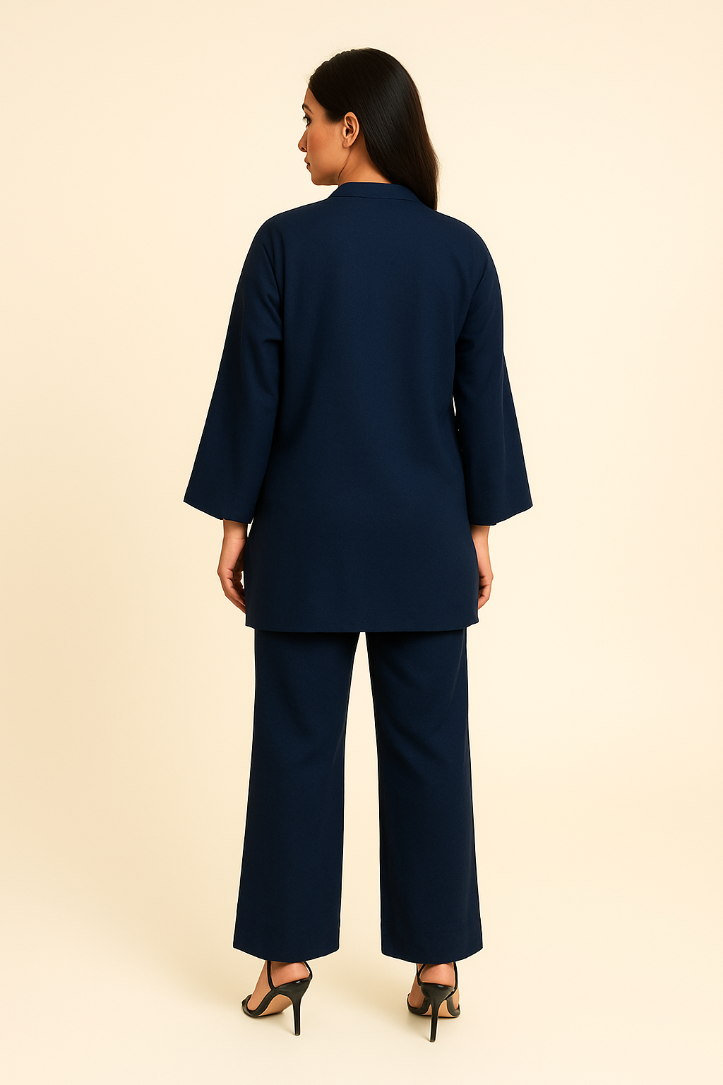 Peach Wool 2PC navy