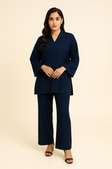 Peach Wool 2PC navy