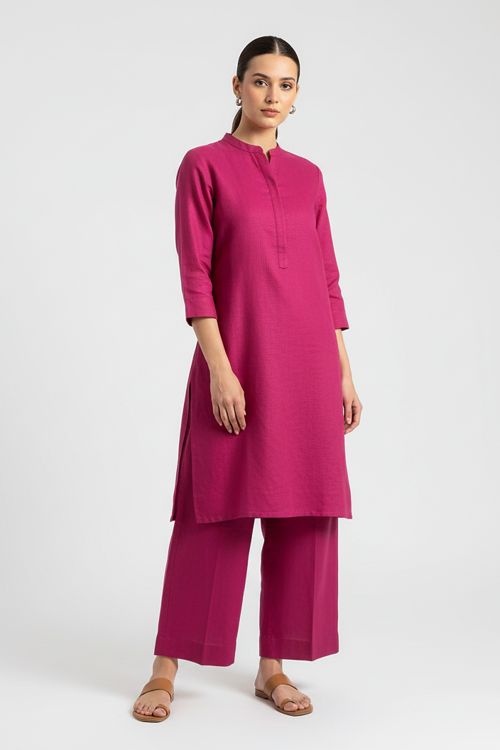 Comb Linen Pink Coord Set