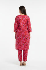 Red Floral Winter Cotton 2PC