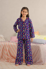 Navy Carnival Linen Night Suit