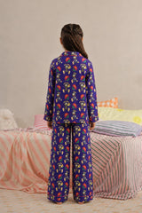 Navy Carnival Linen Night Suit