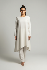 Comb Linen White Coord Set